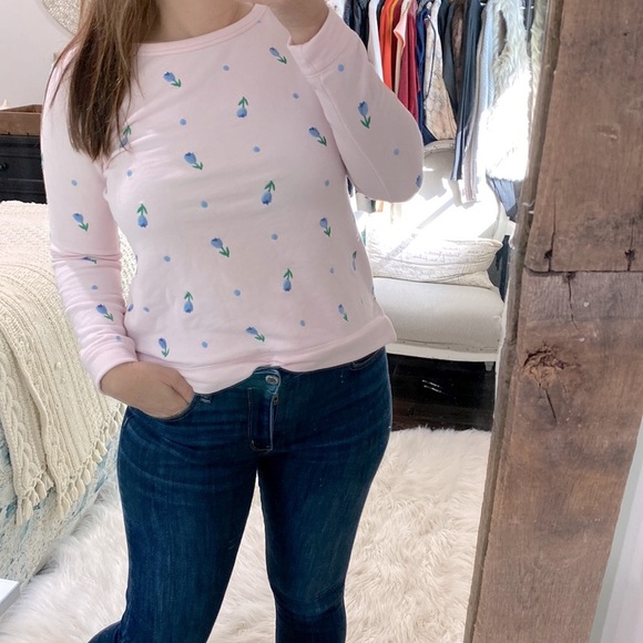 Talbots pink sweatshirt floral embroidered size small - Picture 2 of 6